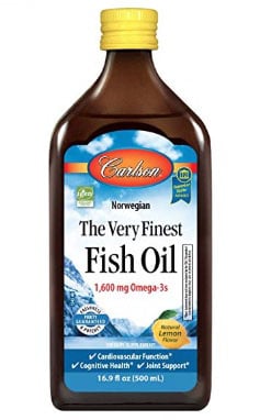 A photo of a bottle of Carlson Fish Oil.