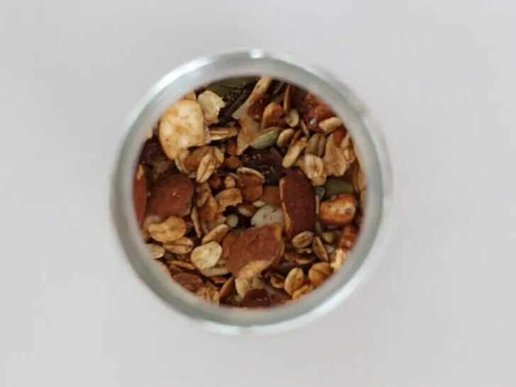 Image from Above of Jar of Oats and Nuts