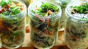 Mason Jar Filled with Colorful Salad