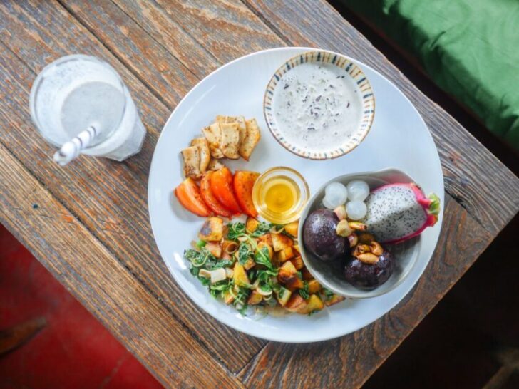 White Plate of Vegetables and Fruit