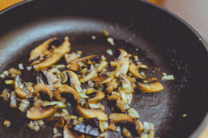 Skillet with Onions and Garlic