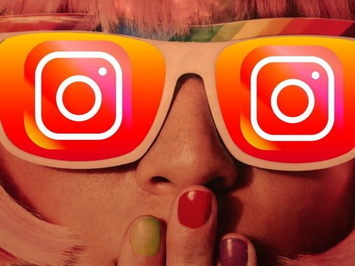Girl Wearing Glasses with Instagram Logo