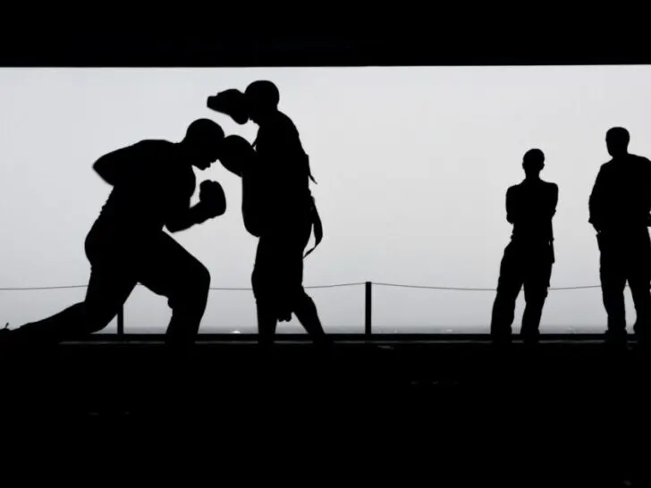 Boxers Punching in Silhouette Image