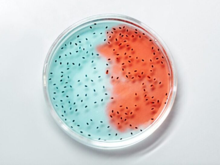 Dish with Blue and Red Cells