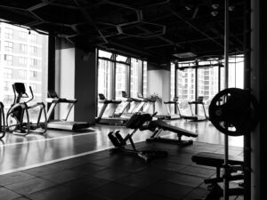 Black and White Picture of Empty Gym