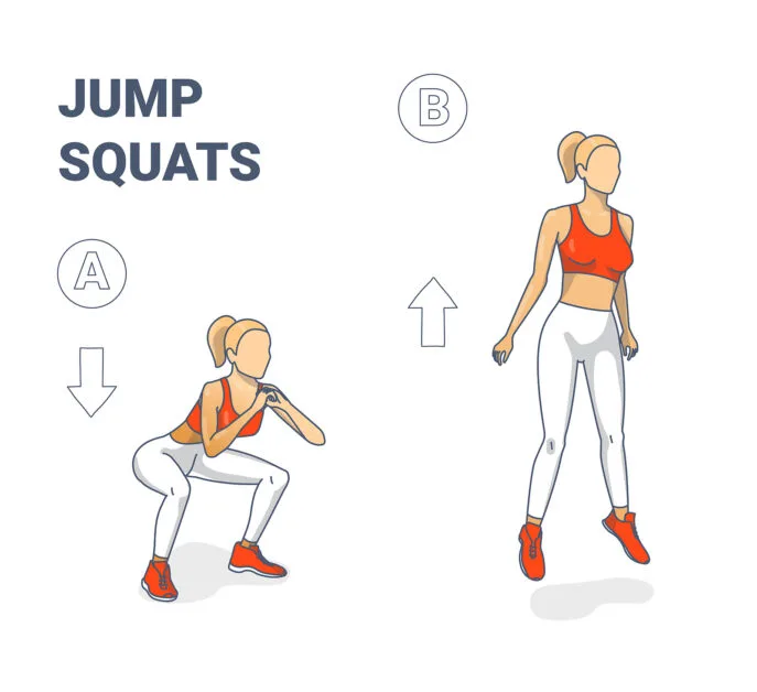 Girl Doing squat jumps illustration